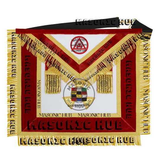 Past High Priest Royal Arch Apron – Red Velvet & Gold Bullion with Embroidered