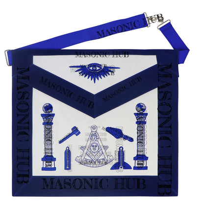 Masonic Past Master Lambskin Working Tools Apron - Hand-Embroidered Freemason