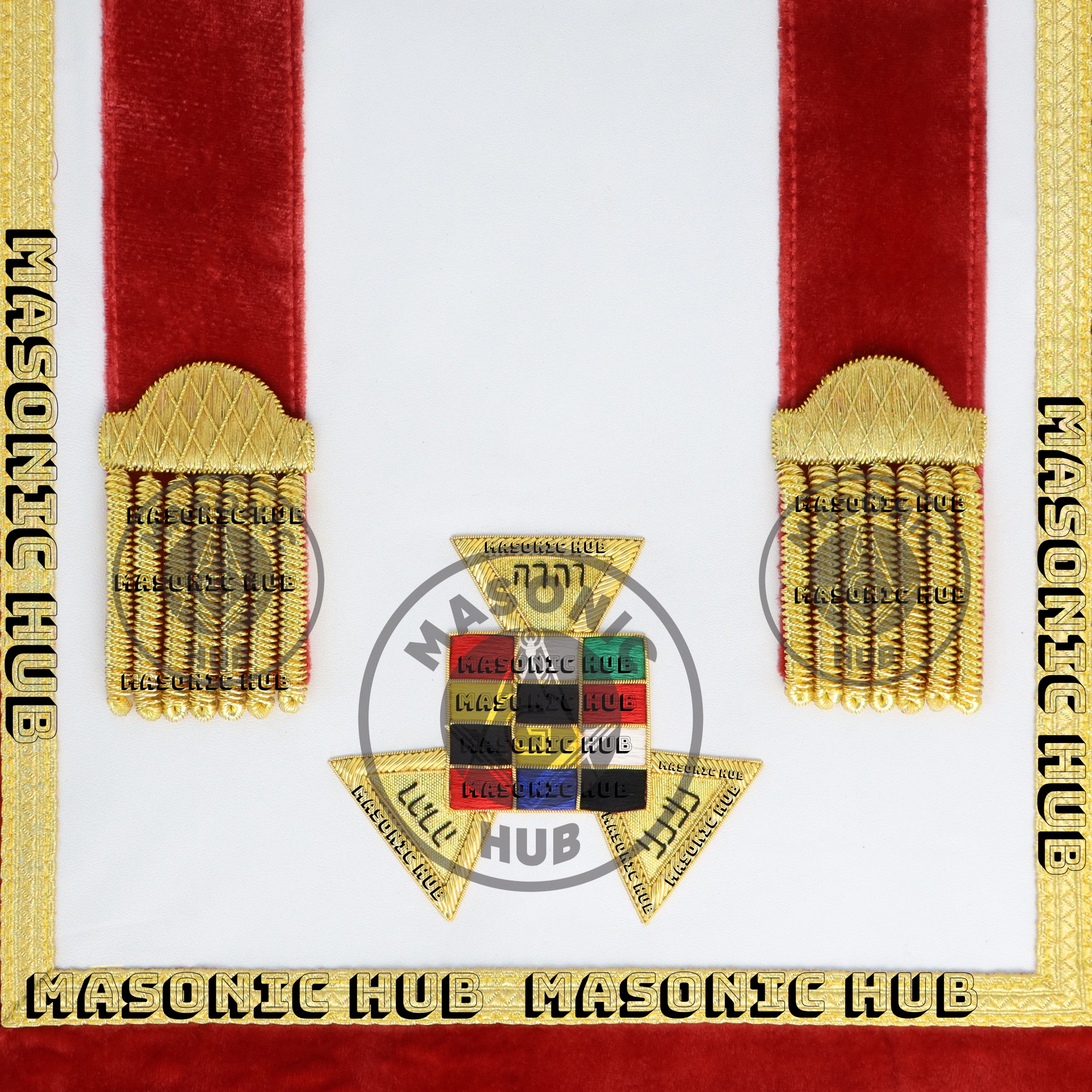 Past High Priest Royal Arch Apron – Red Velvet & Gold Bullion with Embroidered