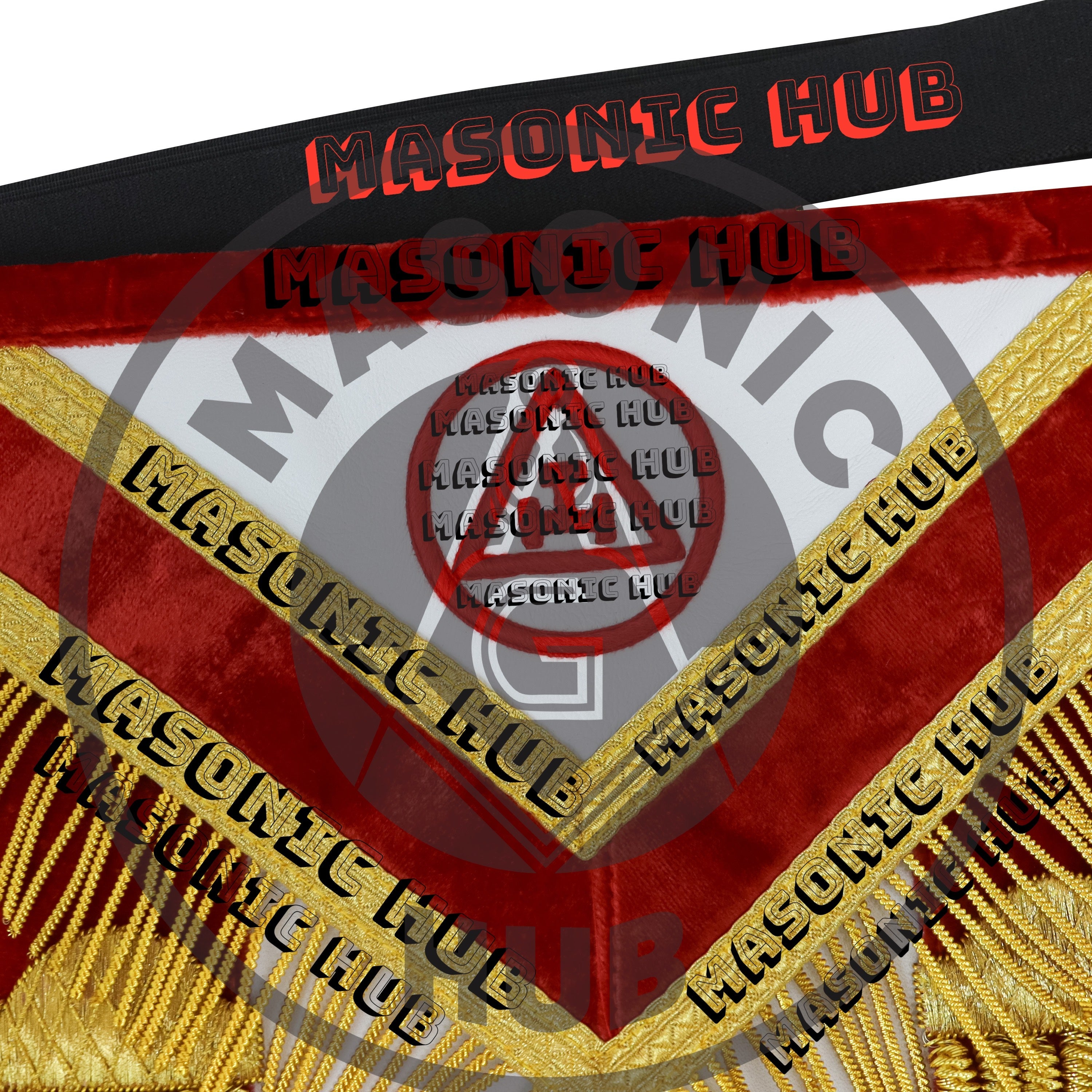 Past High Priest Royal Arch Apron – Red Velvet & Gold Bullion with Embroidered Masonic Hub