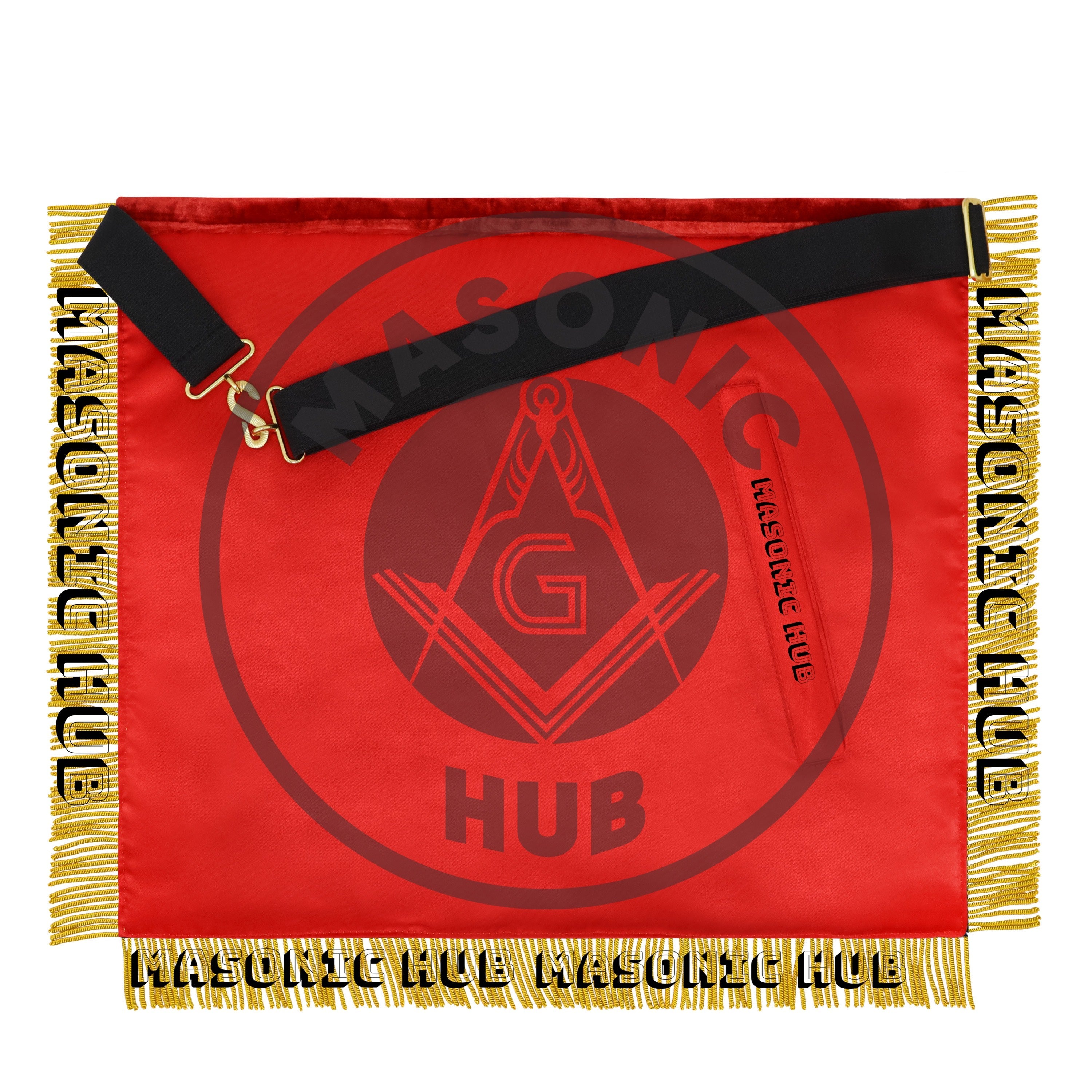 Past High Priest Royal Arch Apron – Red Velvet & Gold Bullion with Embroidered Masonic Hub