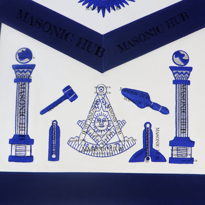 Masonic Past Master Lambskin Working Tools Apron - Hand-Embroidered Freemason