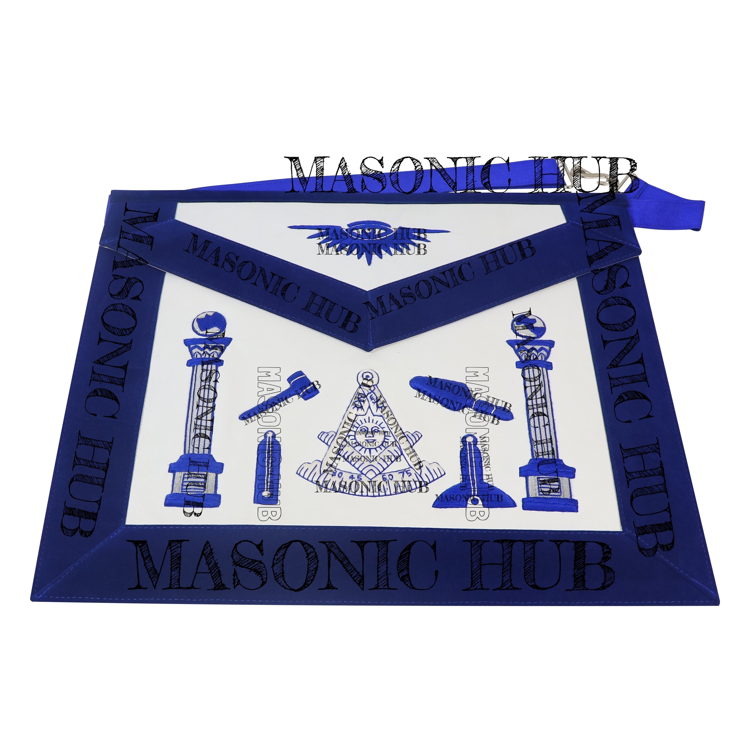 Masonic Past Master Lambskin Working Tools Apron - Hand-Embroidered Freemason My Store