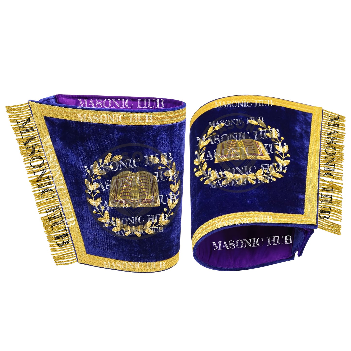 Masonic Grand Lodge Chaplain Officer Cuffs Set – Hand Embroidered Gold Bullion