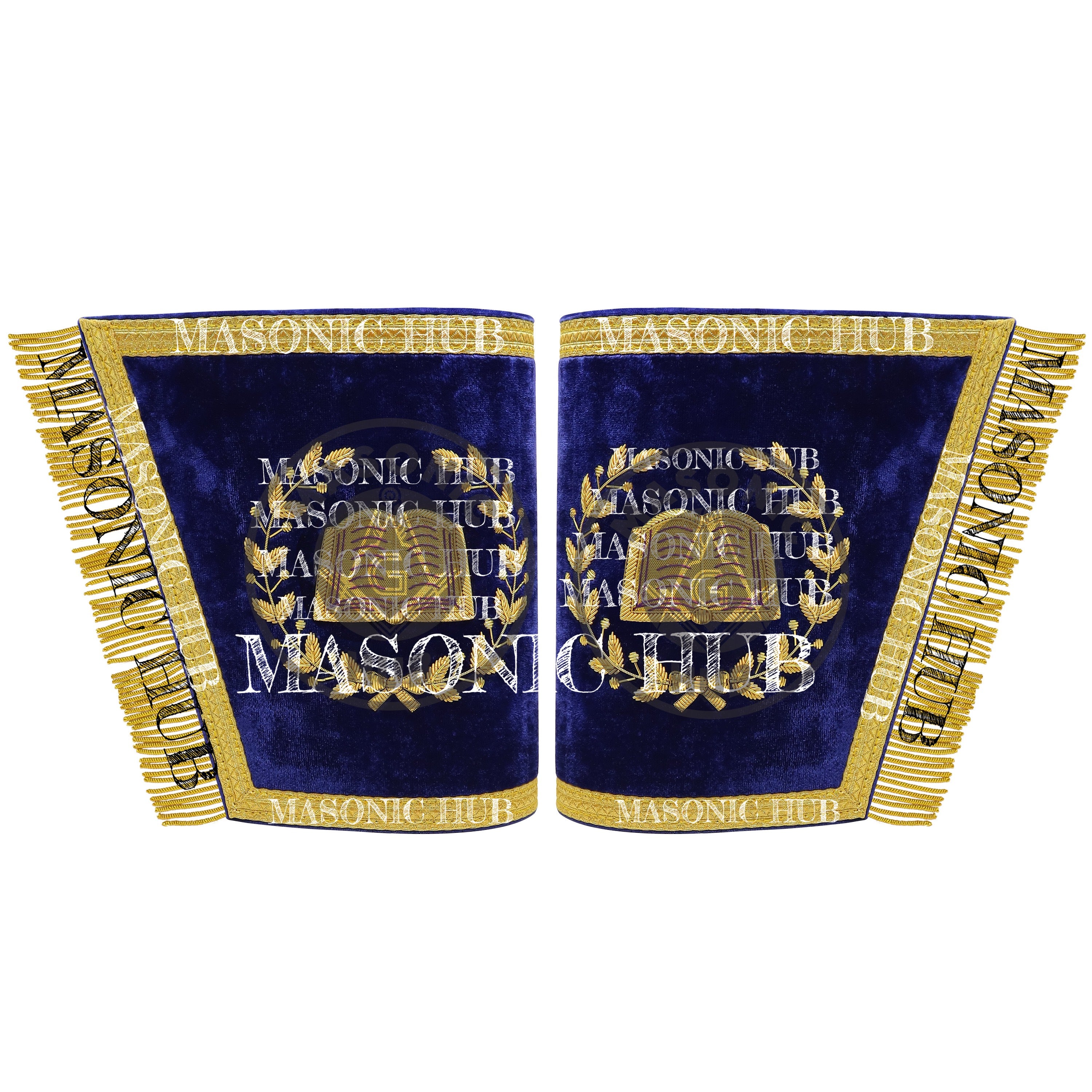 Masonic Grand Lodge Chaplain Officer Cuffs Set – Hand Embroidered Gold Bullion