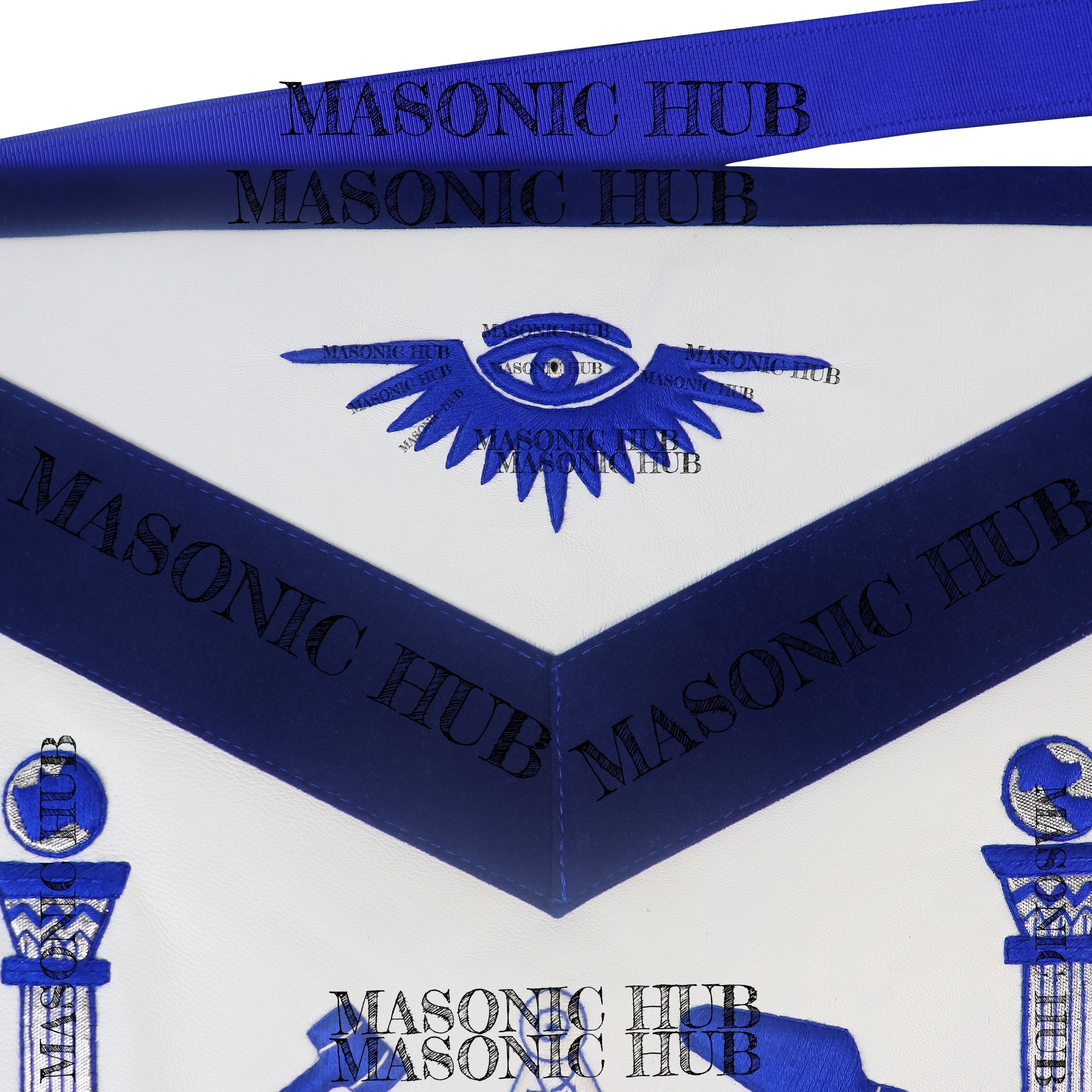 Masonic Past Master Lambskin Working Tools Apron - Hand-Embroidered Freemason My Store