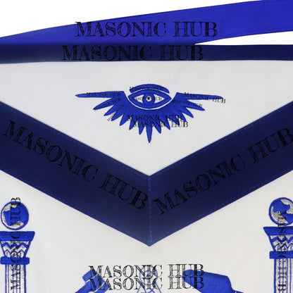 Masonic Past Master Lambskin Working Tools Apron - Hand-Embroidered Freemason