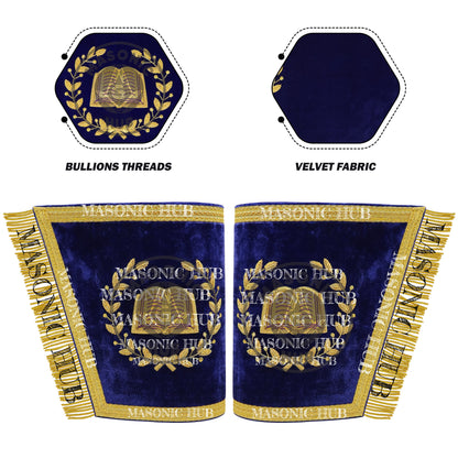 Masonic Grand Lodge Chaplain Officer Cuffs Set – Hand Embroidered Gold Bullion