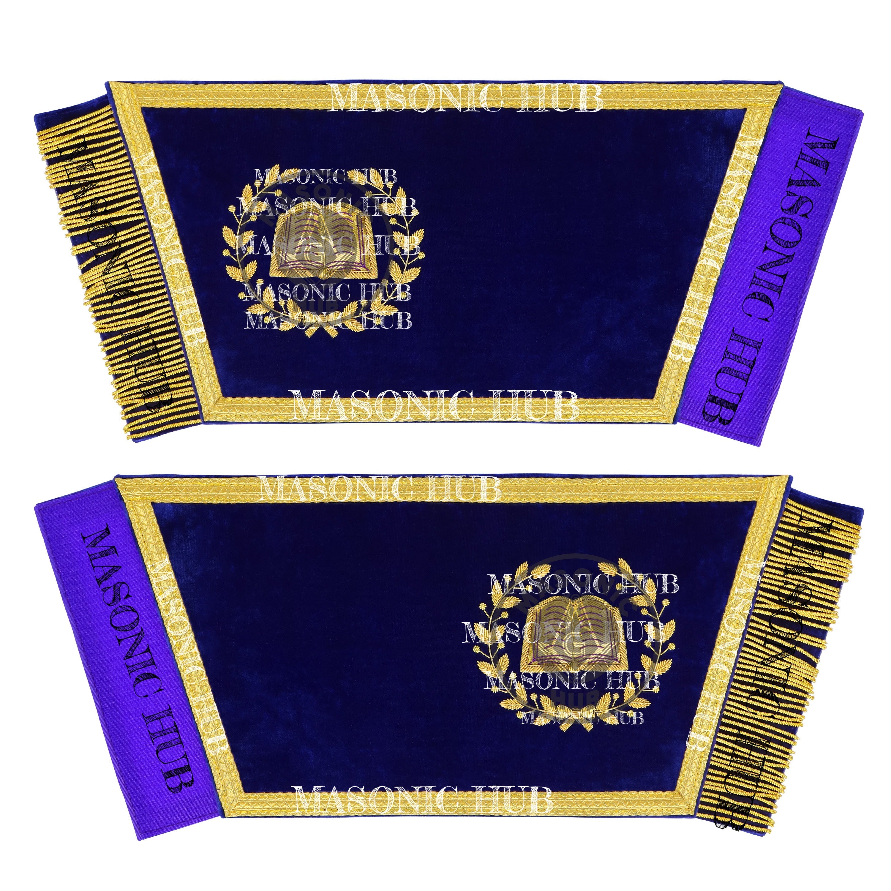 Masonic Grand Lodge Chaplain Officer Cuffs Set – Hand Embroidered Gold Bullion Masonic Hub