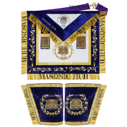 Masonic Grand Lodge Chaplain Regalia Set – Hand Embroidered Lambskin Apron, Collar, Jewel & Cuffs – Gold Bullion Finish