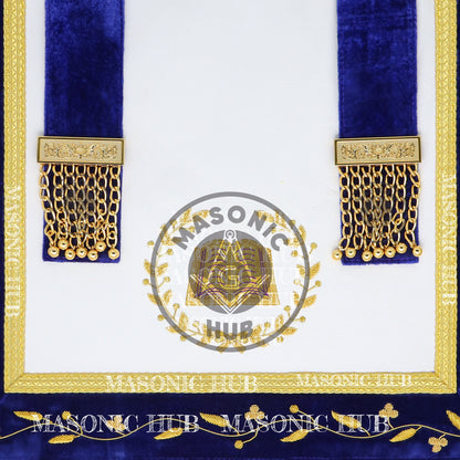 Masonic Grand Lodge Chaplain Regalia Set – Hand Embroidered Lambskin Apron, Collar, Jewel & Cuffs – Gold Bullion Finish