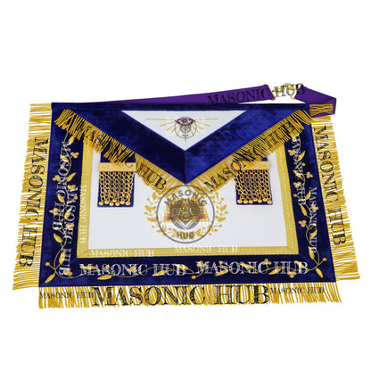 Masonic Grand Lodge Chaplain Regalia Set – Hand Embroidered Lambskin Apron, Collar, Jewel & Cuffs – Gold Bullion Finish