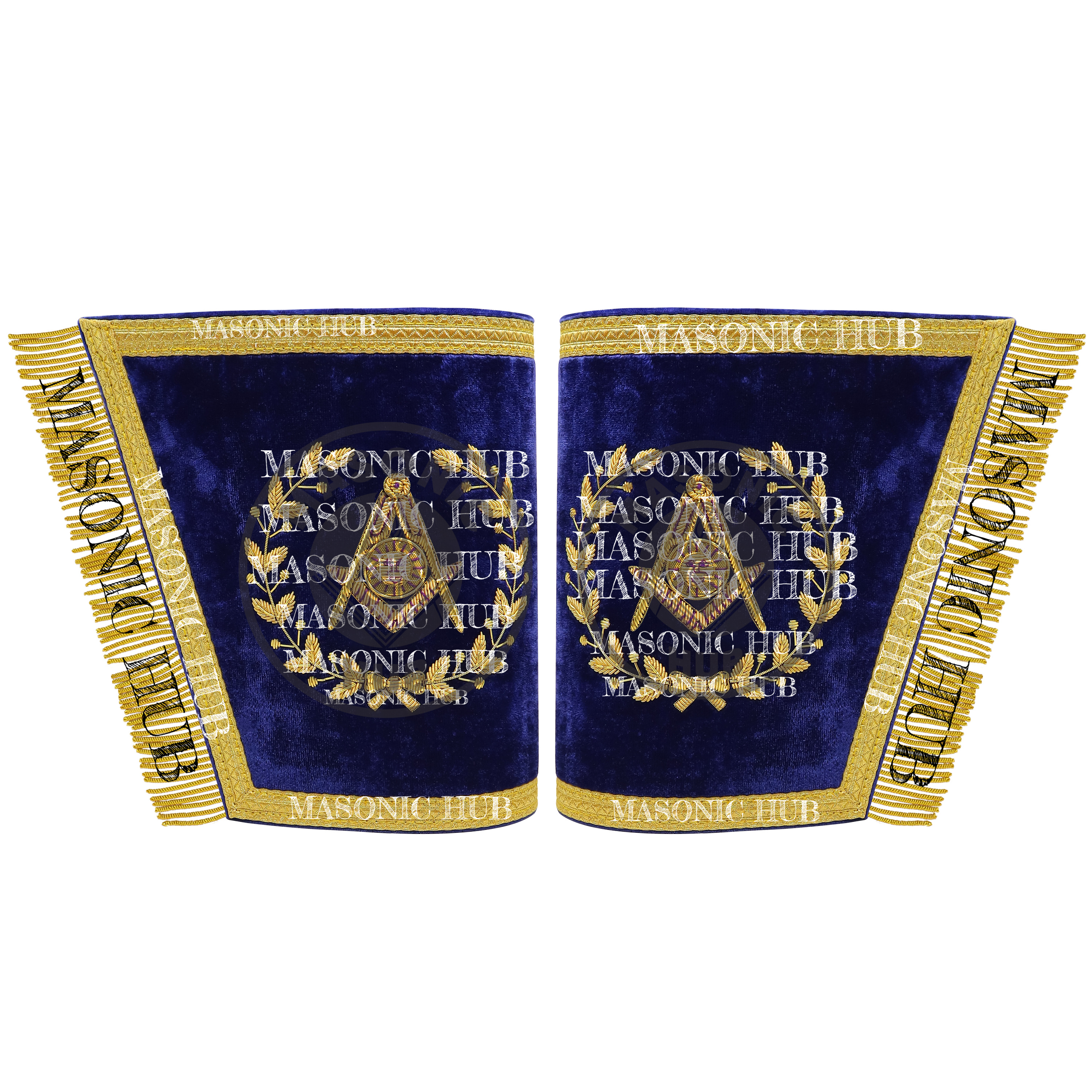 Masonic Grand Lodge Senior Decon  Cuffs Set Hand Embroidered Gold Bullion