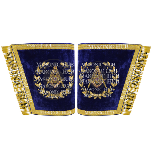 Masonic Grand Lodge Senior Deacon Cuffs Set – Hand Embroidered Gold Bullion