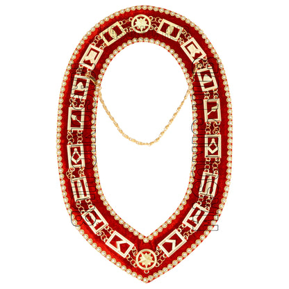 Masonic Blue Lodge Working Tools Masonic Chain Collar with Rhinestone Red Velvet