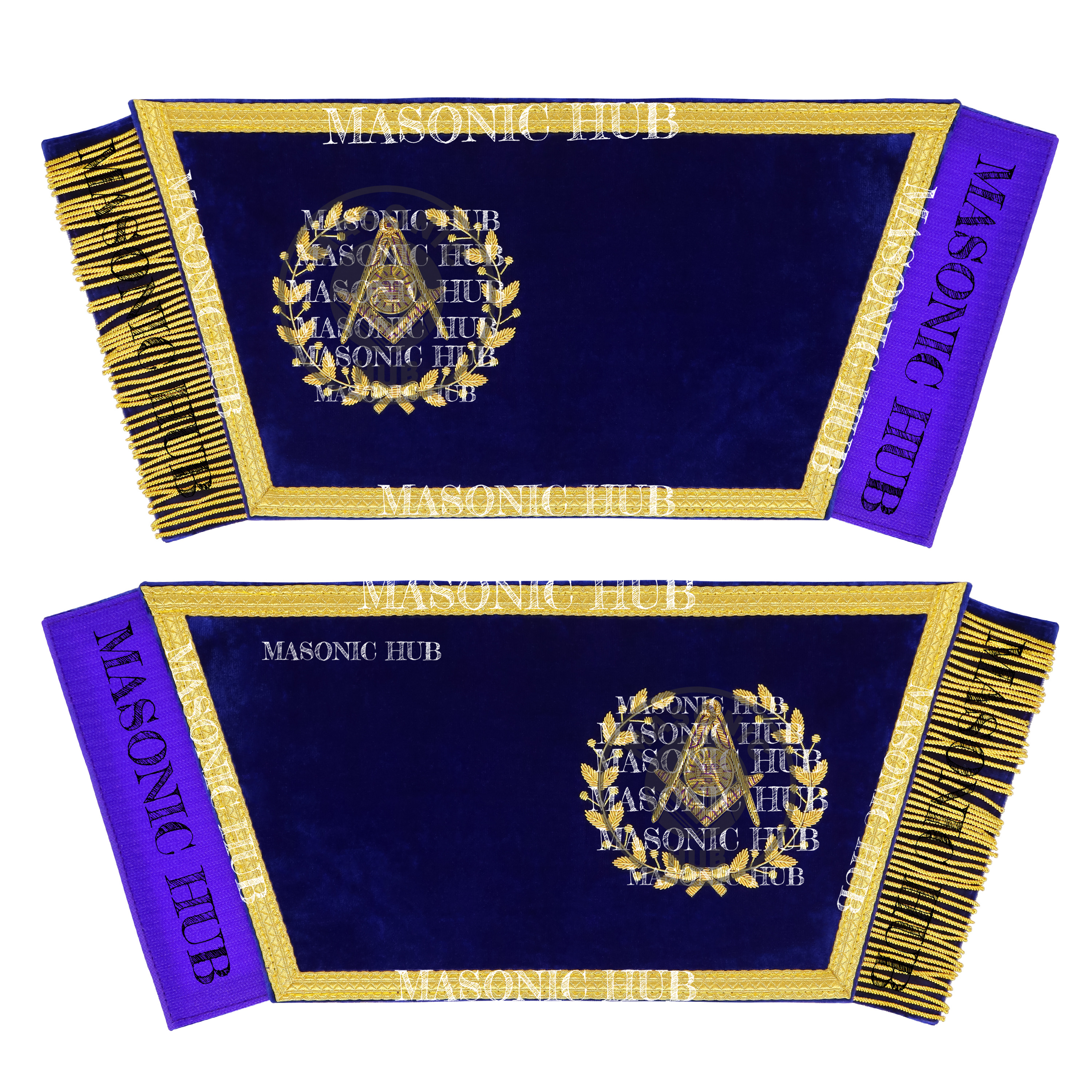 Masonic Grand Lodge Senior Decon  Cuffs Set Hand Embroidered Gold Bullion Masonic Hub