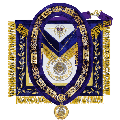 Masonic Grand Lodge Senior Deacon Regalia Set – Hand Embroidered Lambskin Apron