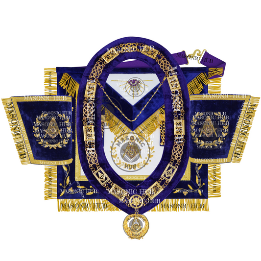 Masonic Grand Lodge Senior Deacon Regalia Set – Hand Embroidered Lambskin Apron