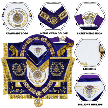 Masonic Grand Lodge Senior Deacon Regalia Set – Hand Embroidered Lambskin Apron