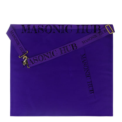 Handcrafted Lambskin Past Master Masonic Apron - Purple Wreath Emblem Freemason