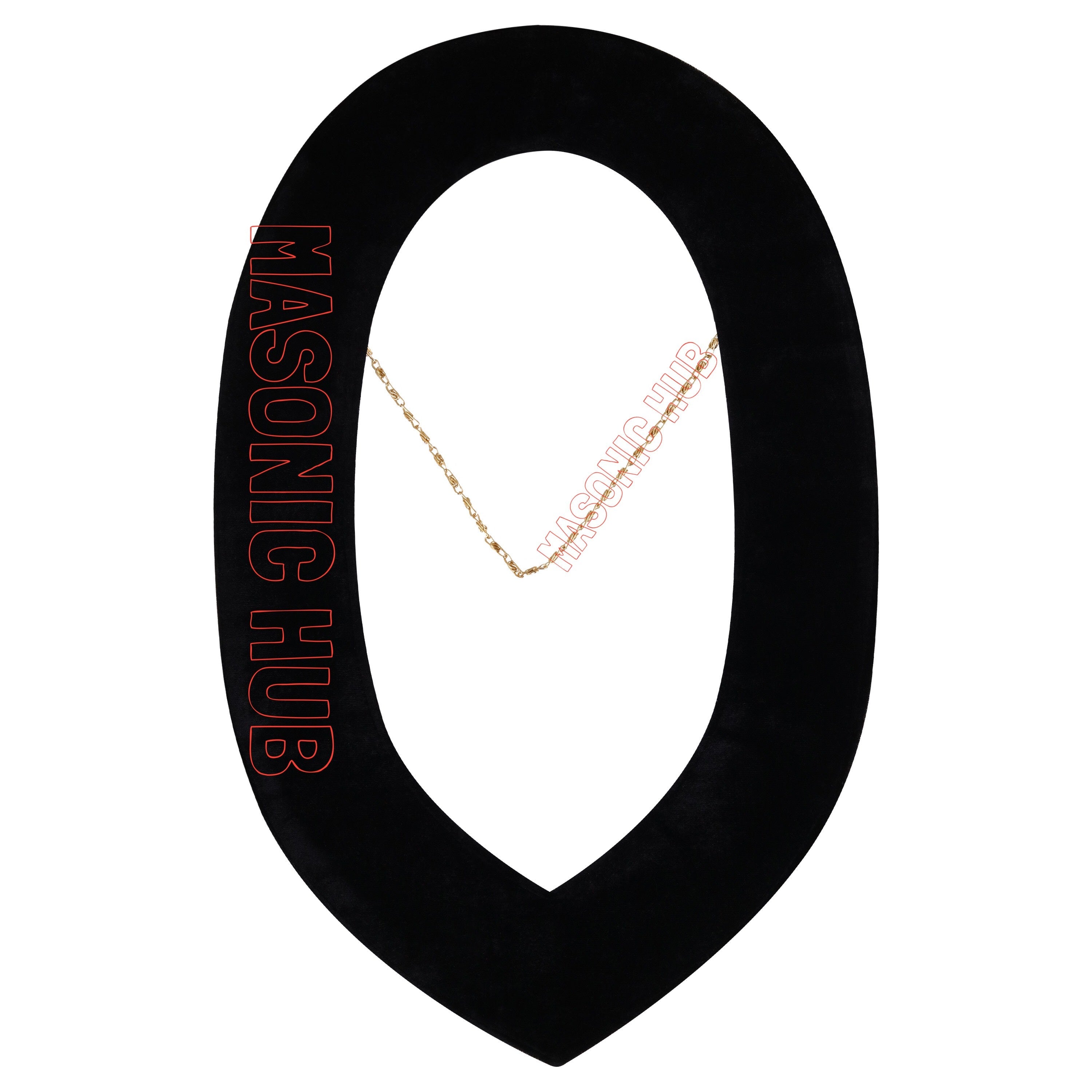 Knights Templar Masonic Regalia Metal Chain Collar with Black Velvet Gold Plated Masonic Hub