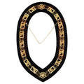 Knights Templar Masonic Regalia Metal Chain Collar with Black Velvet Gold Plated Masonic Hub
