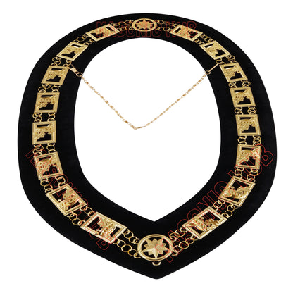 Knights Templar Masonic Regalia Metal Chain Collar with Black Velvet Gold Plated