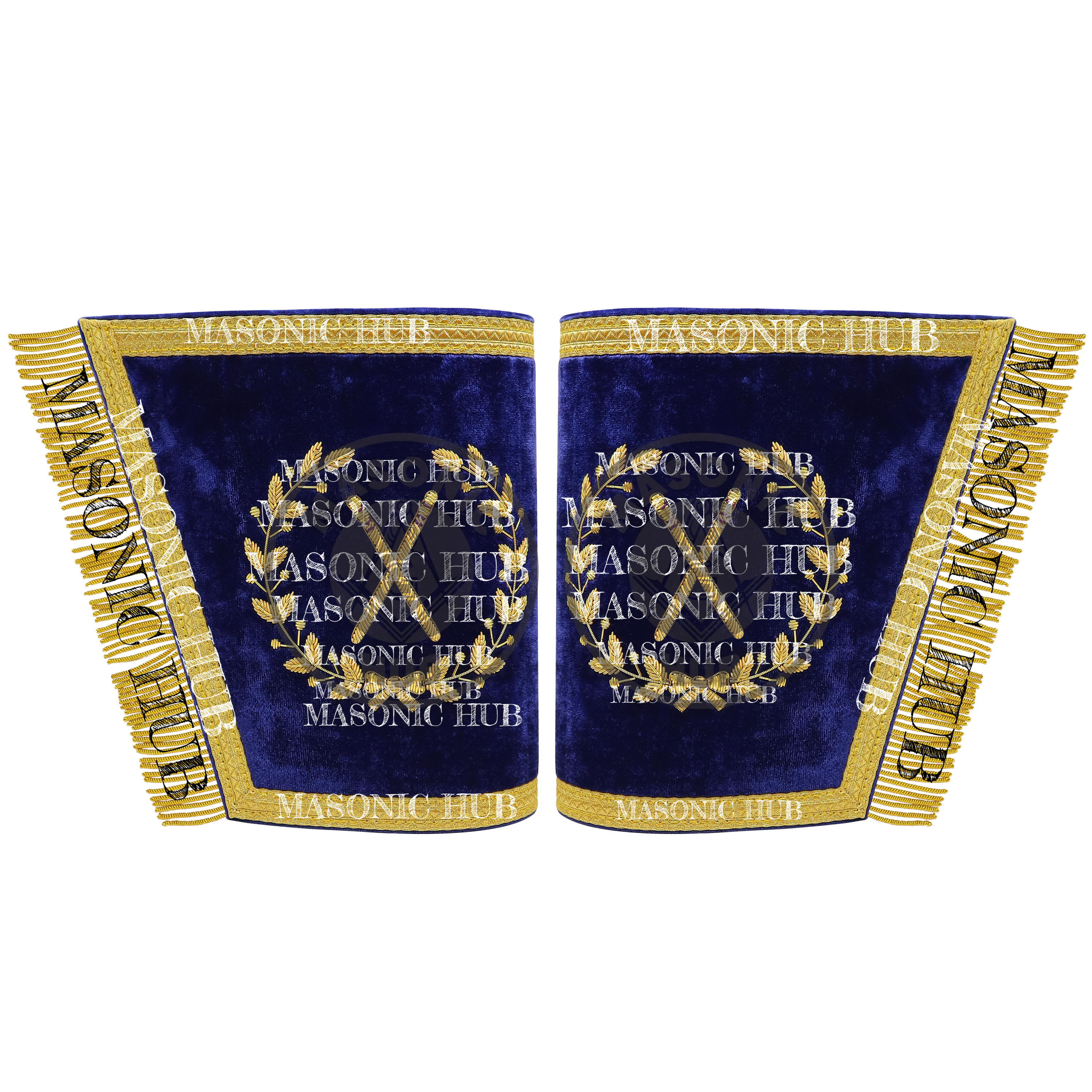 Masonic Grand Lodge Master of Ceremonie Cuffs Set Hand Embroidered Gold Bullion