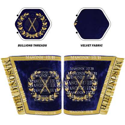 Masonic Grand Lodge Master of Ceremonie Cuffs Set Hand Embroidered Gold Bullion