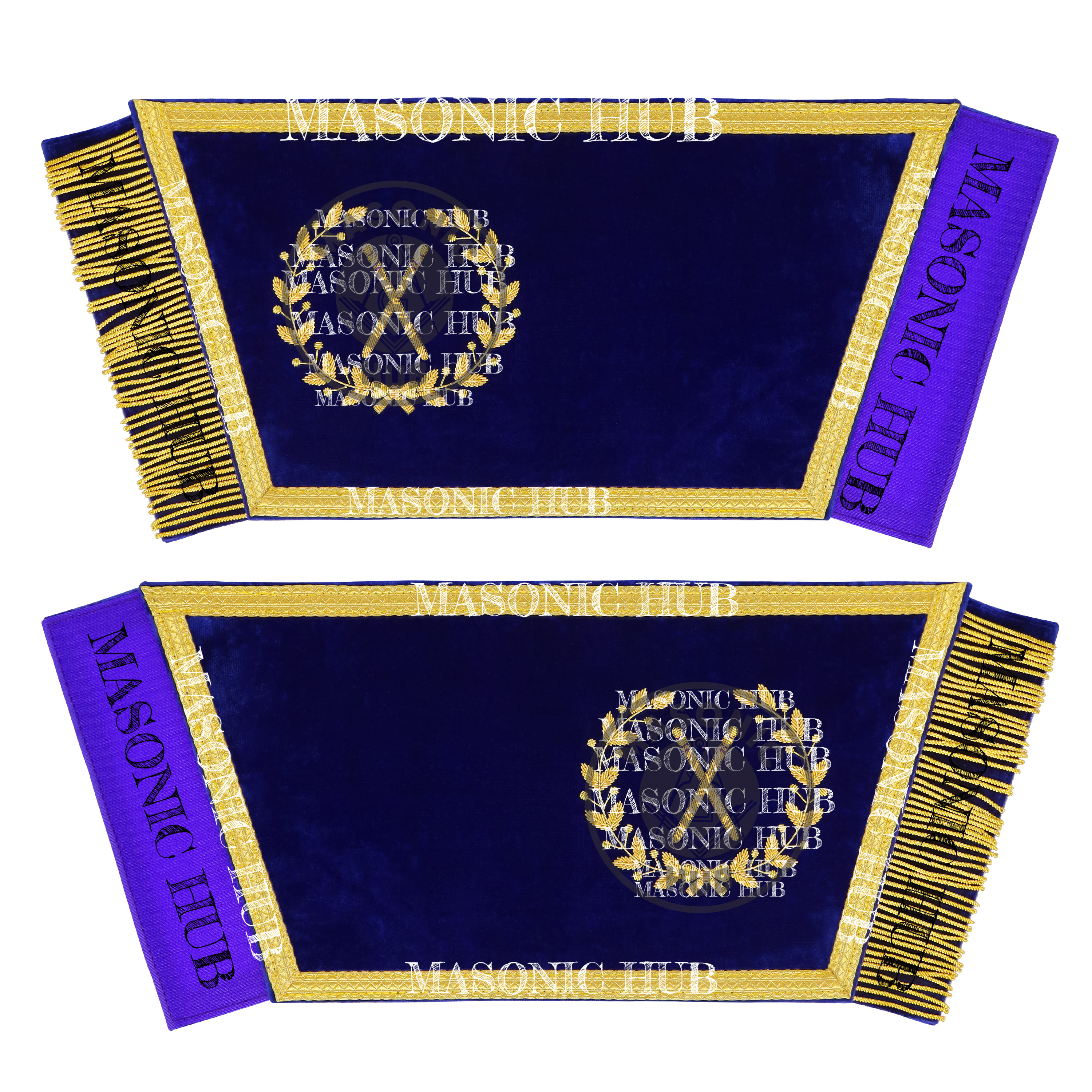 Masonic Grand Lodge Master of Ceremonie Cuffs Set Hand Embroidered Gold Bullion Masonic Hub
