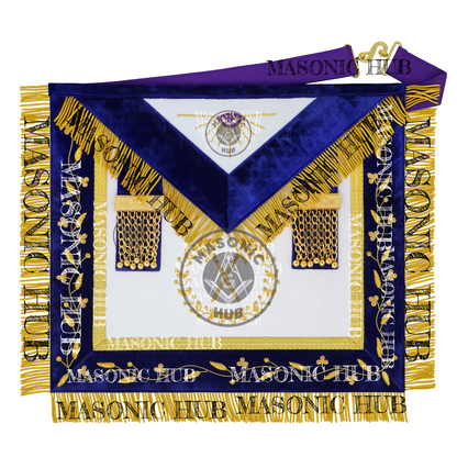 Masonic Grand Lodge Master of Ceremonies Regalia Set – Hand Made Lambskin Apron