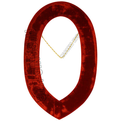 Blue Lodge Working Tools Chain Collar Silver Plated – Red Velvet Backing | Choose Your Jewel (Masonic Regalia)