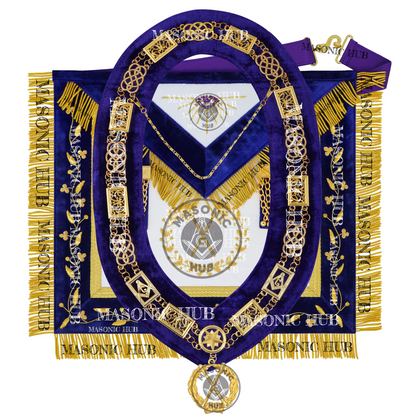 Masonic Grand Lodge Master of Ceremonies Regalia Set – Hand Made Lambskin Apron