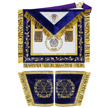 Masonic Grand Lodge Master of Ceremonies Regalia Set – Hand Made Lambskin Apron