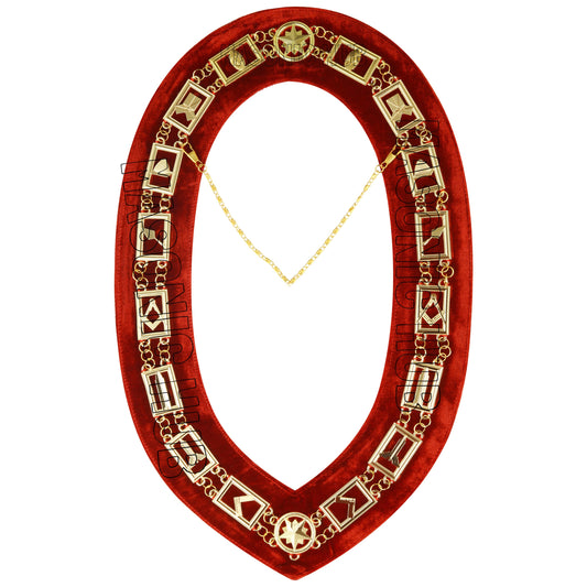 Masonic Blue Lodge Working Tools Masonic Chain Collar Red Velvet Backing