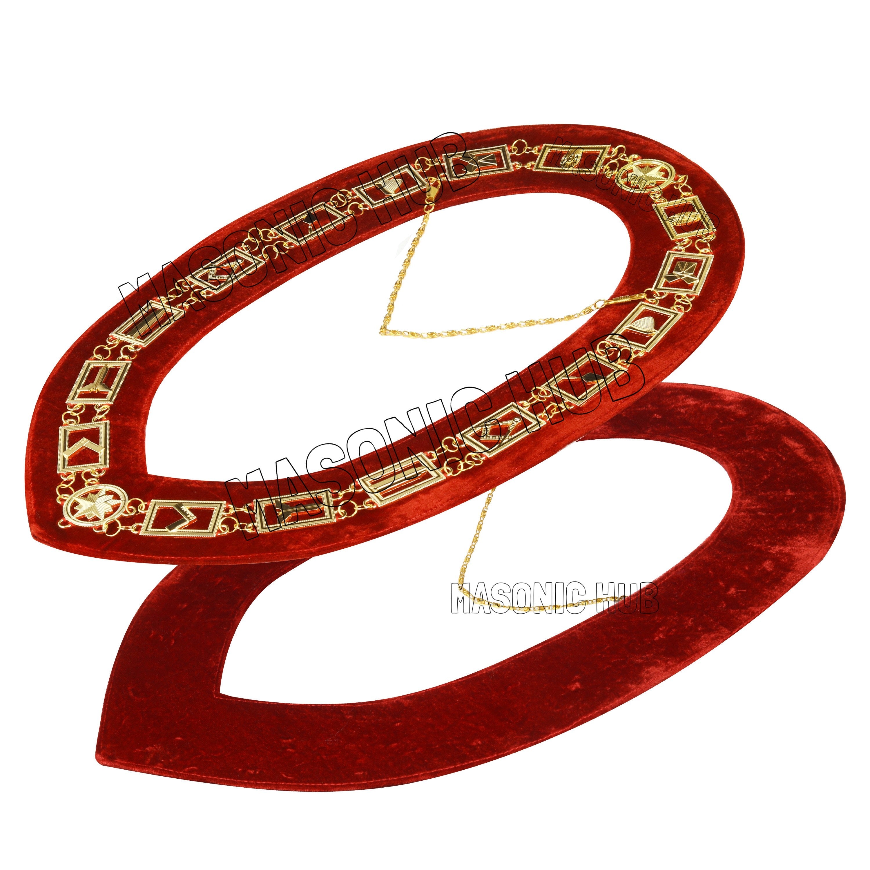 Masonic Blue Lodge Working Tools Masonic Chain Collar Red Velvet Backing Masonic Hub