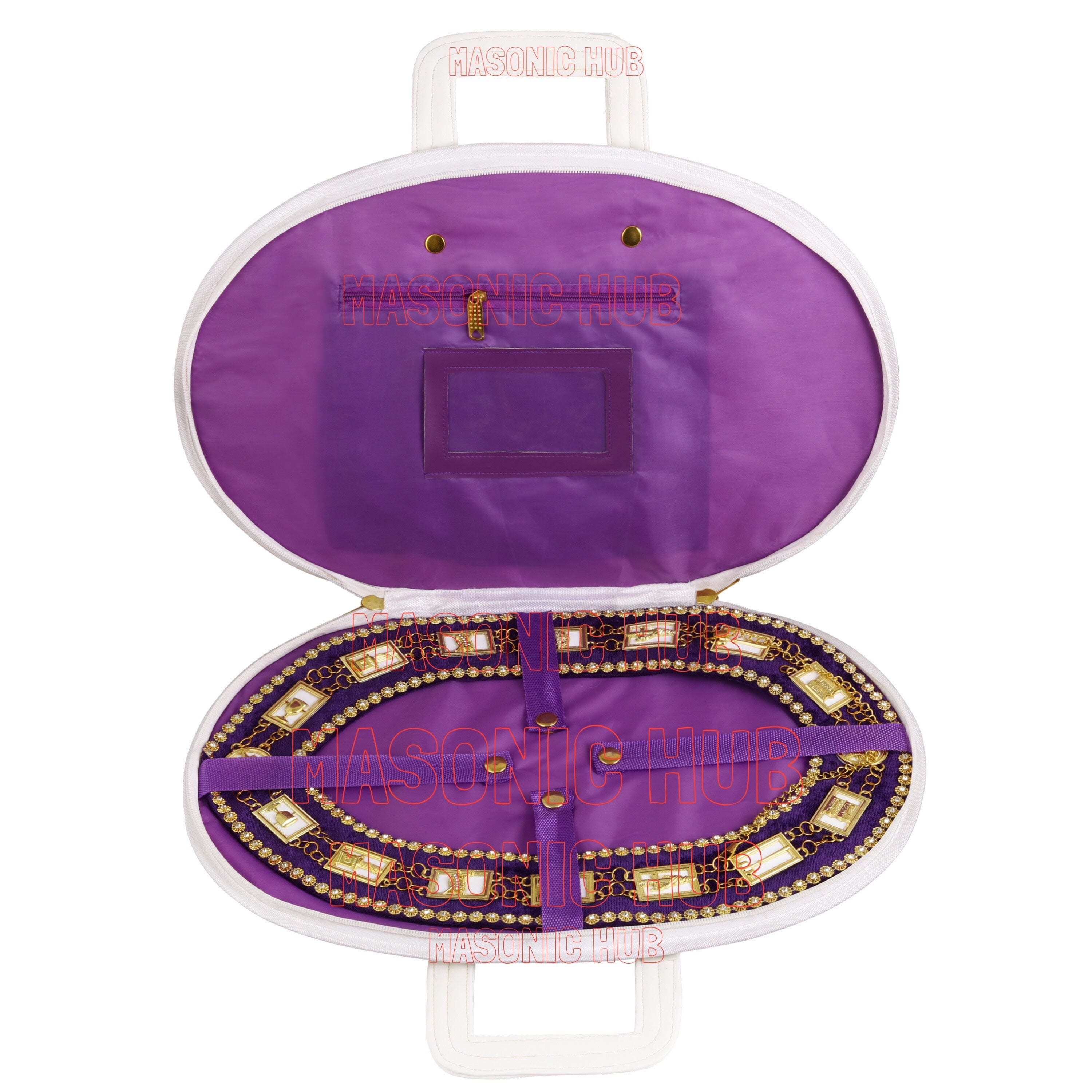 Handcrafted Masonic OES Chain Collar Case Soft Padded Lining With Hand Made Logo Masonic Hub