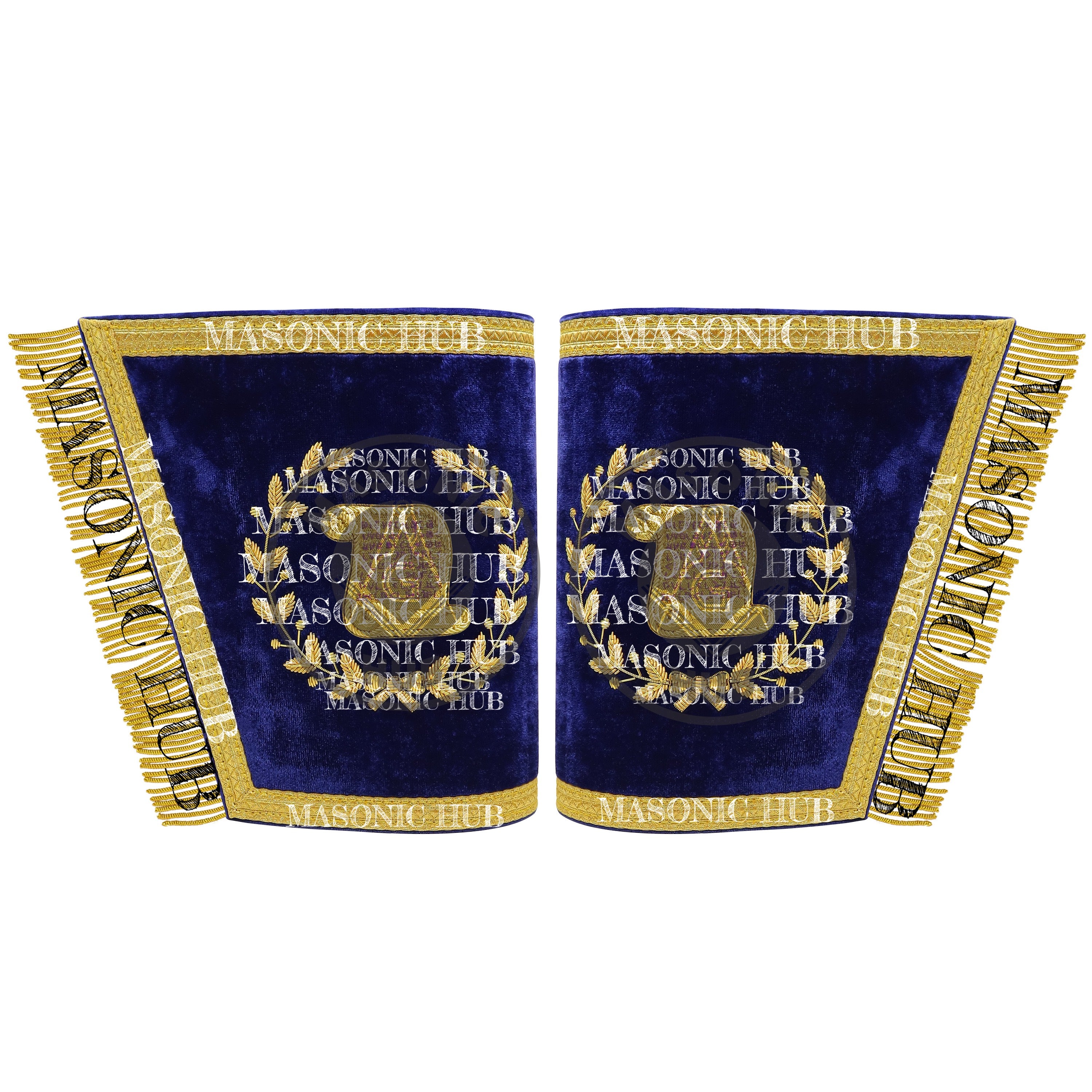 Masonic Grand Lodge Orator Cuffs Set – Hand-Embroidered with Gold Bullion