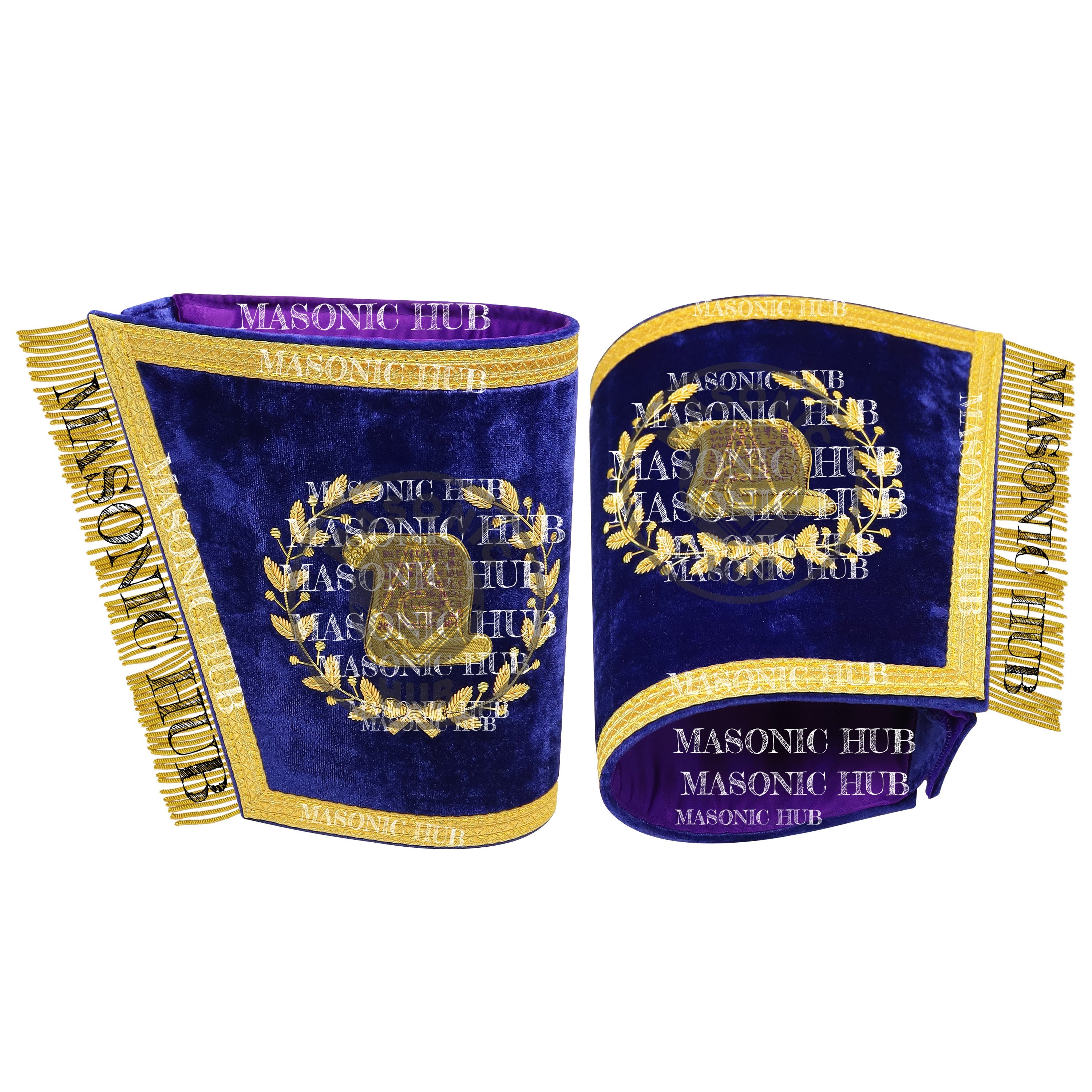 Masonic Grand Lodge Orator Cuffs Set – Hand-Embroidered with Gold Bullion