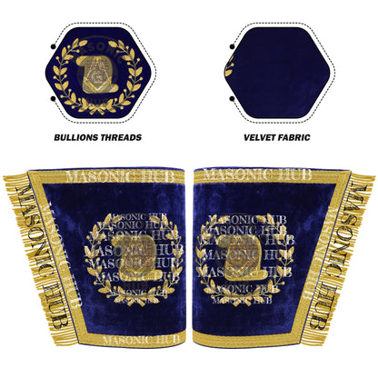 Masonic Grand Lodge Orator Cuffs Set – Hand-Embroidered with Gold Bullion