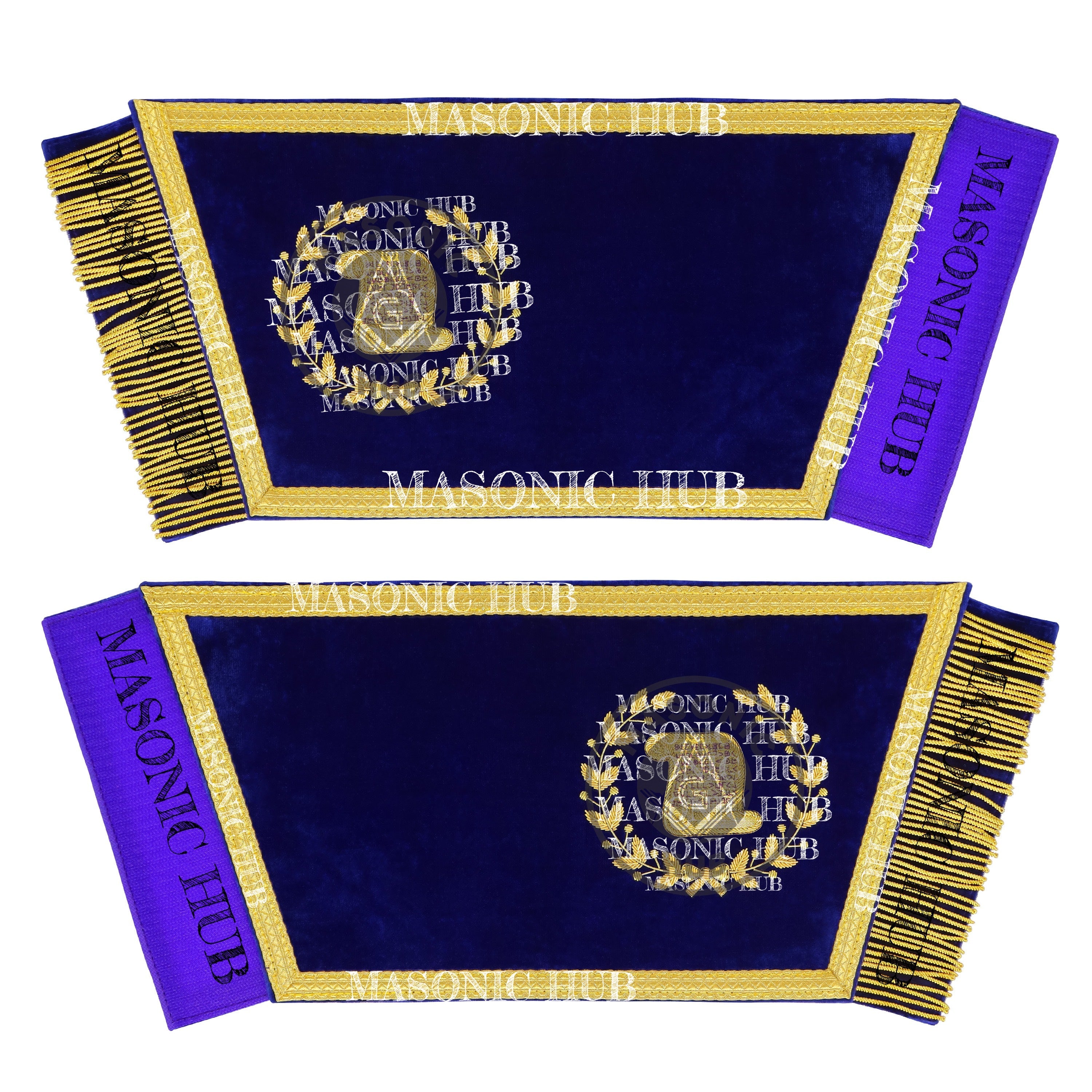 Masonic Grand Lodge Orator Cuffs Set – Hand-Embroidered with Gold Bullion Masonic Hub