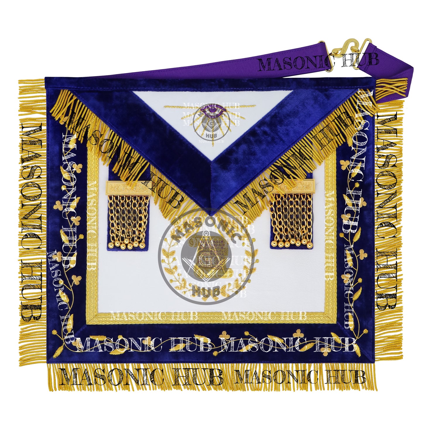 Masonic Grand Lodge Orator Regalia Set – Hand Embroidered Lambskin Apron