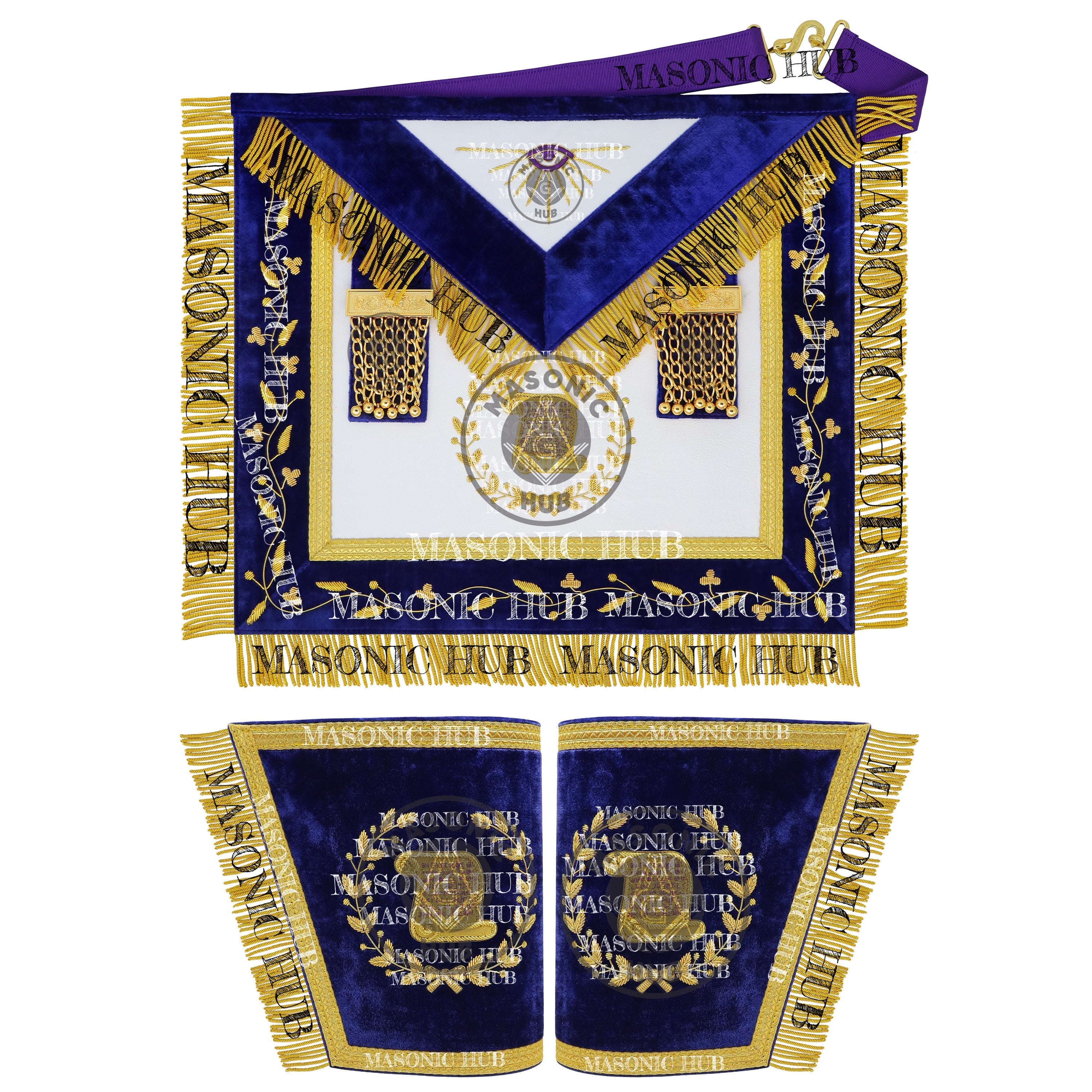Masonic Grand Lodge Orator Regalia Set – Hand Embroidered Lambskin Apron Masonic Hub
