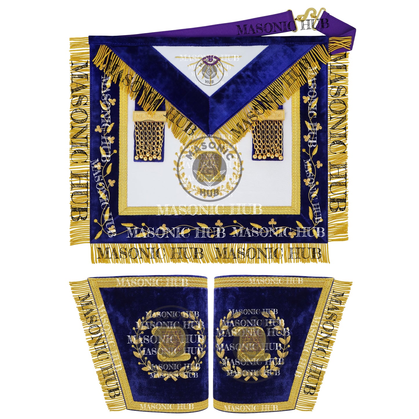 Masonic Grand Lodge Orator Regalia Set – Hand Embroidered Lambskin Apron