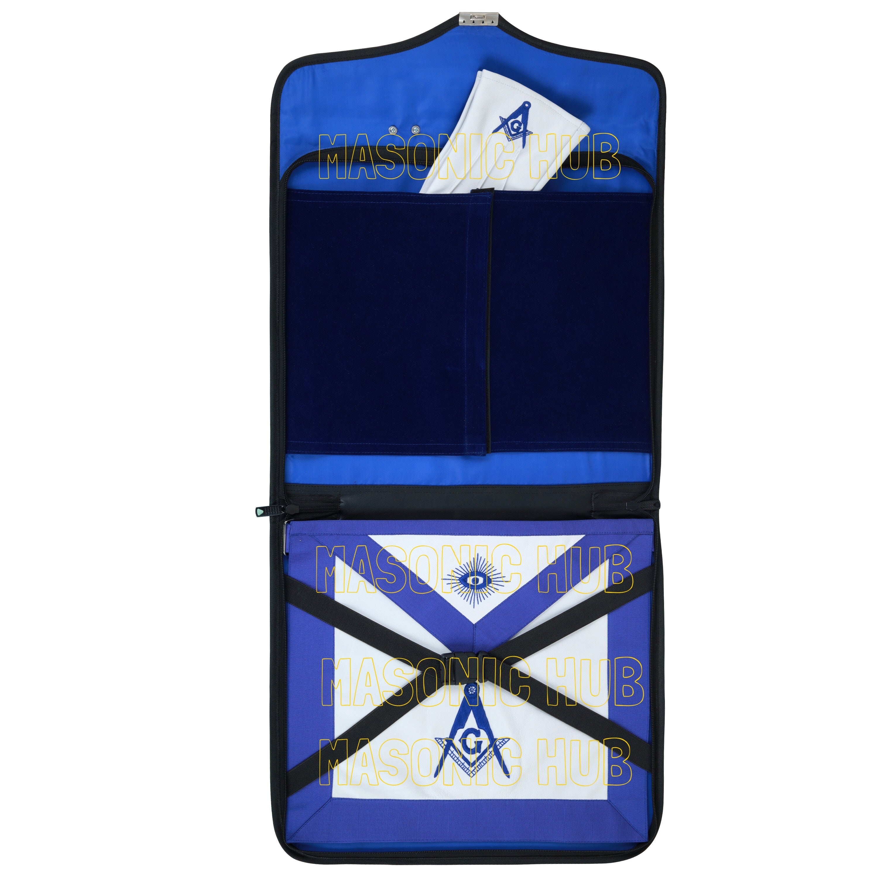 Masonic Regalia Black File Case For WM/MM Apron with Hard Handle & G Logo-BLACK Masonic Hub