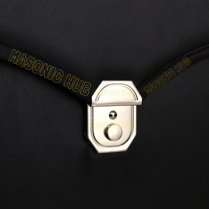Masonic Regalia Black File Case For WM/MM Apron with Hard Handle & G Logo-BLACK
