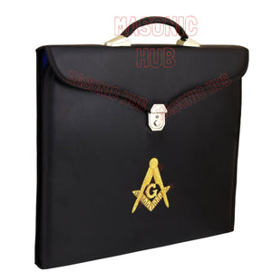 Masonic Regalia Black File Case For WM/MM Apron with Hard Handle & G Logo-BLACK Masonic Hub