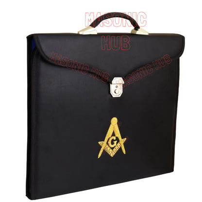 Masonic Regalia Black File Case For WM/MM Apron with Hard Handle & G Logo-BLACK (Copy)