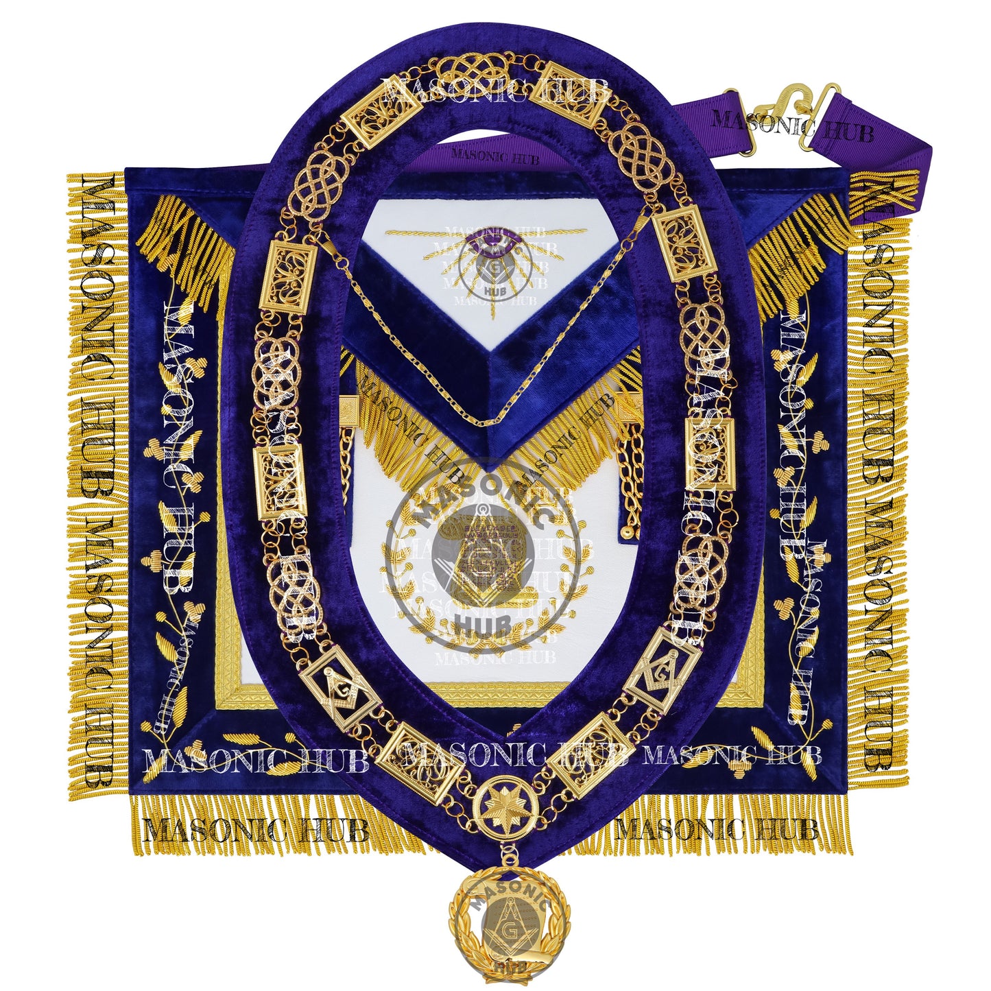 Masonic Grand Lodge Orator Regalia Set – Hand Embroidered Lambskin Apron