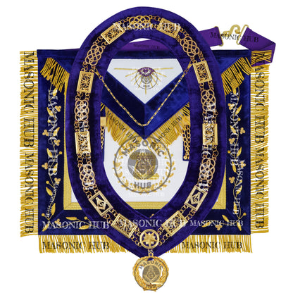 Masonic Grand Lodge Orator Regalia Set – Hand Embroidered Lambskin Apron